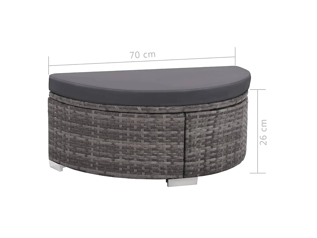 Set Divani da Giardino 8 pz con Cuscini in Polyrattan Grigio