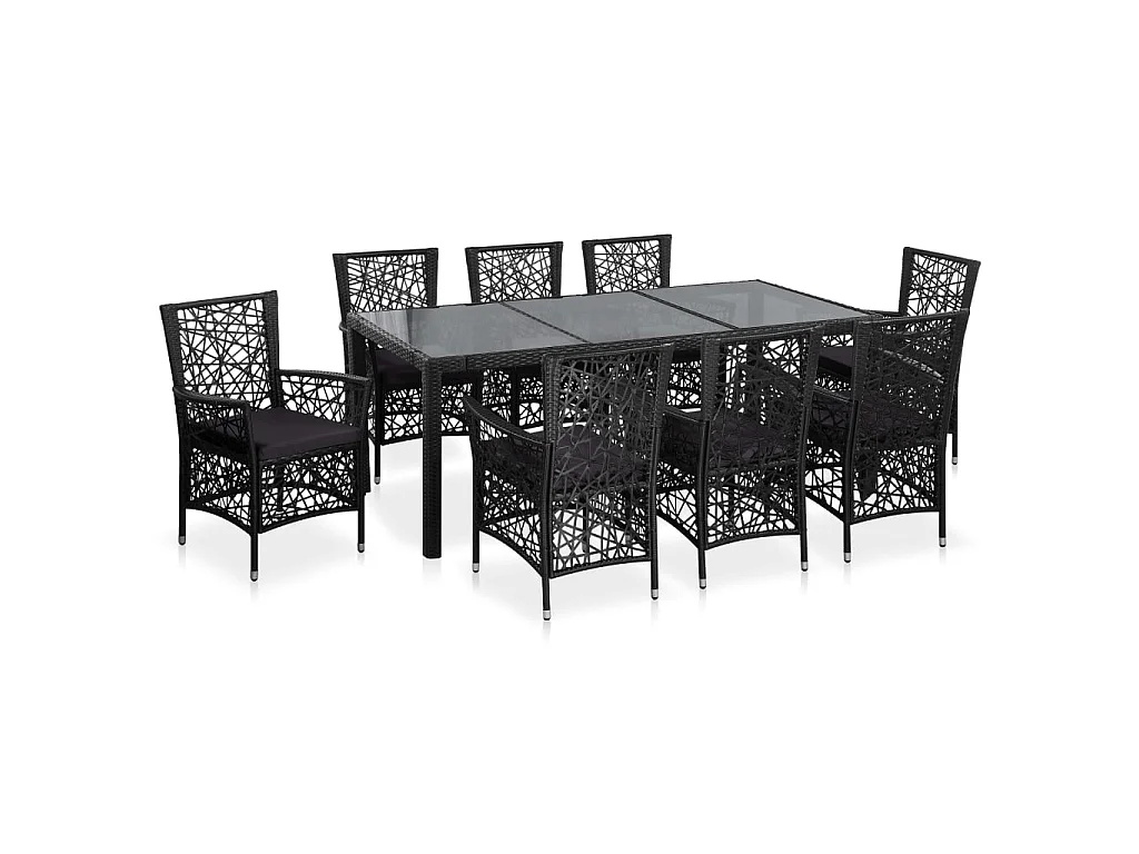 9-delige Tuinset poly rattan zwart