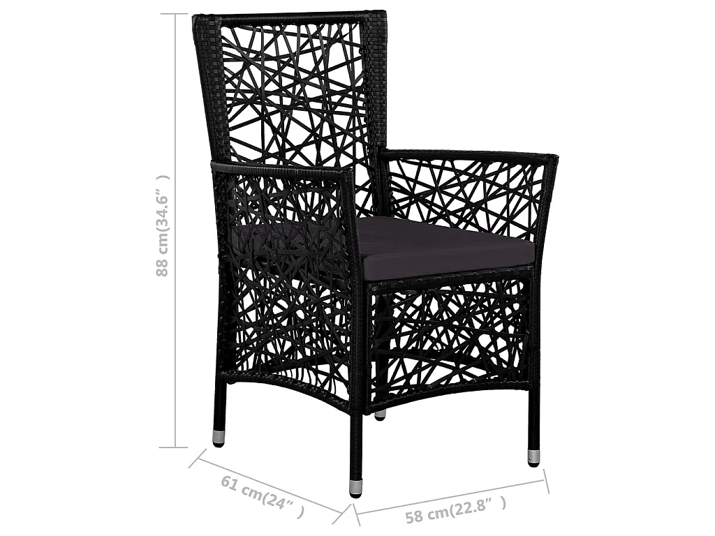 9-delige Tuinset poly rattan zwart