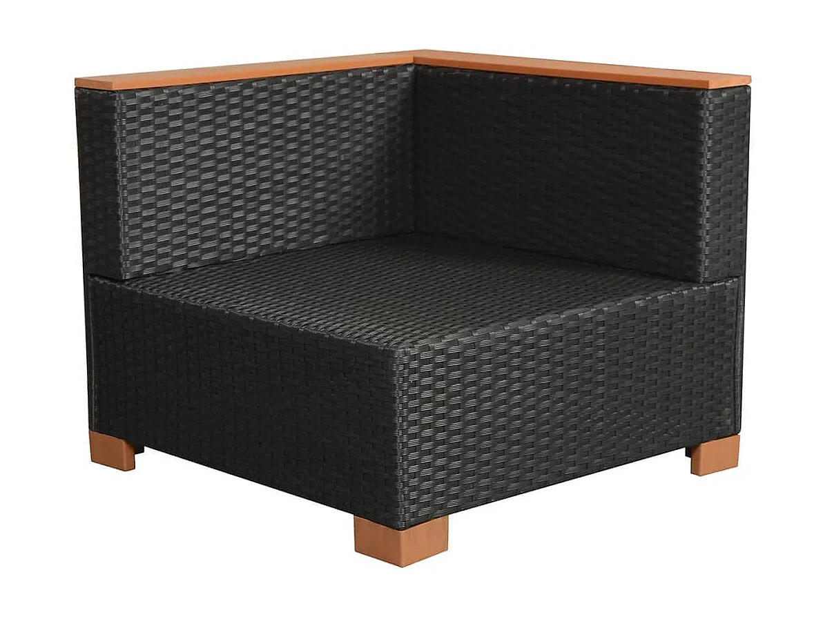 10-tlg. Garten-Lounge-Set mit Auflagen Poly Rattan Schwarz