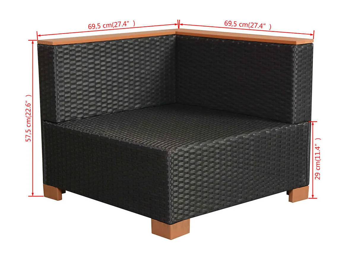 10-tlg. Garten-Lounge-Set mit Auflagen Poly Rattan Schwarz
