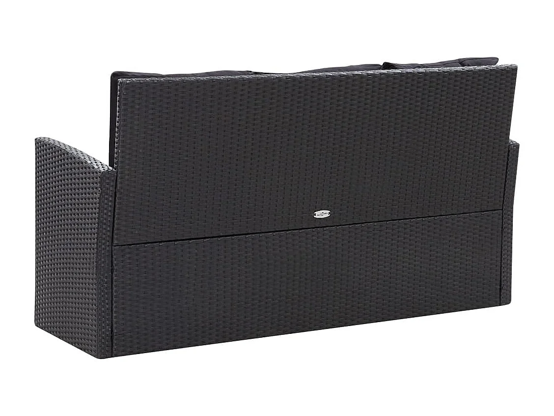 6-tlg. Garten-Lounge-Set mit Kissen Poly Rattan Schwarz