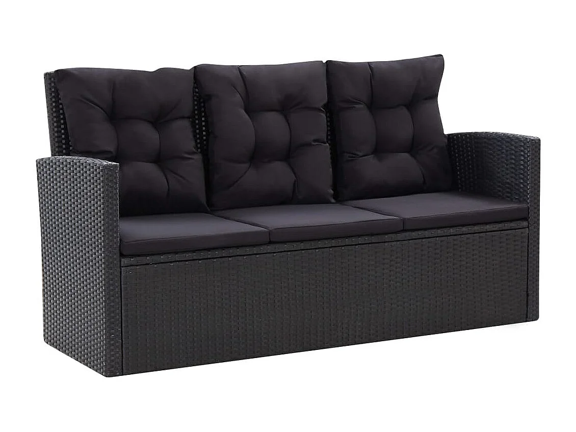 Salon de jardin 6 pcs avec coussins Résine tressée Noir