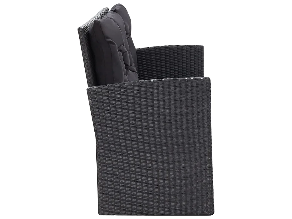 6-delige Loungeset met kussens poly rattan zwart