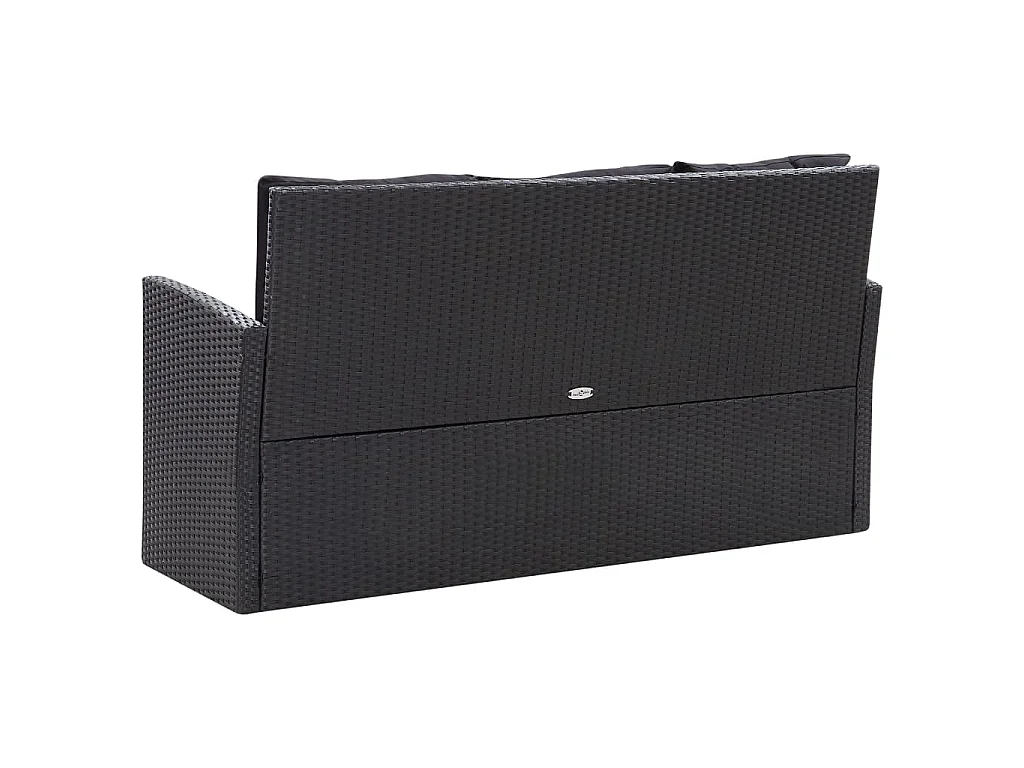 6-delige Loungeset met kussens poly rattan zwart