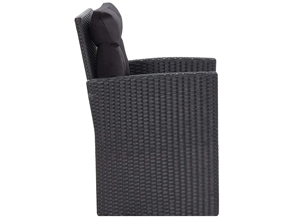 6-delige Loungeset met kussens poly rattan zwart
