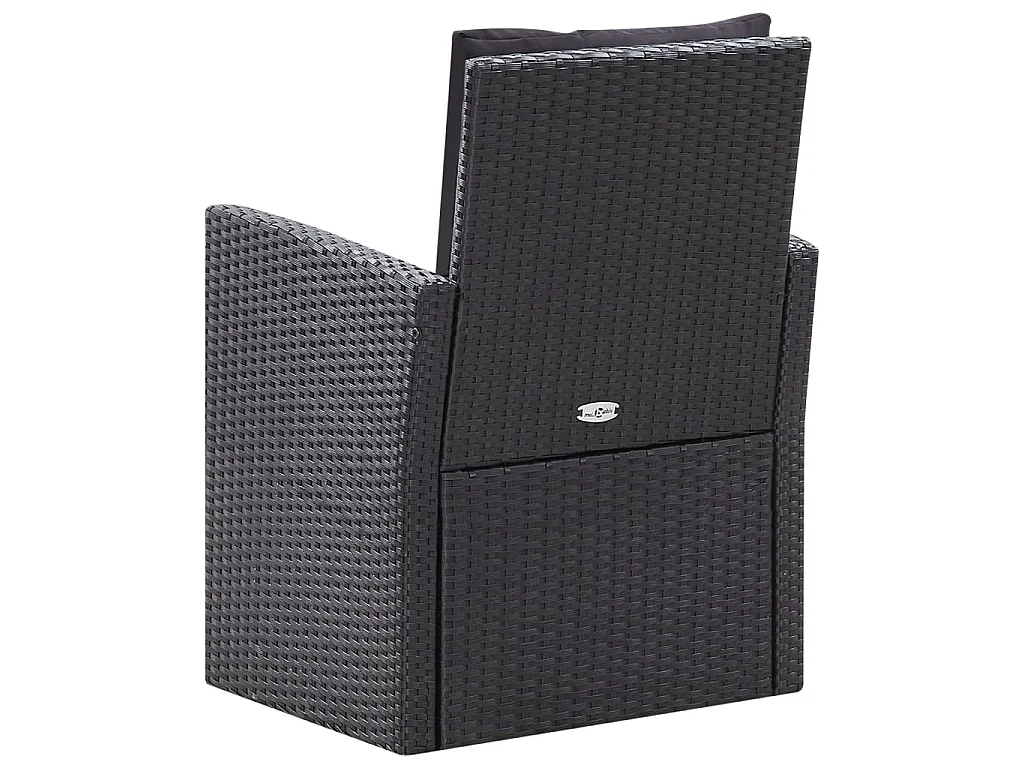 6-delige Loungeset met kussens poly rattan zwart