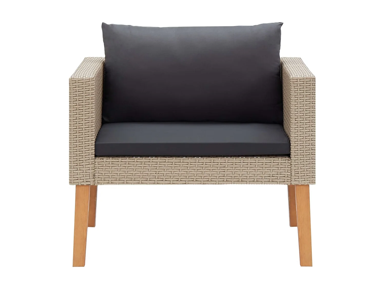 Salon de jardin 4 pcs avec coussins Résine tressée Beige