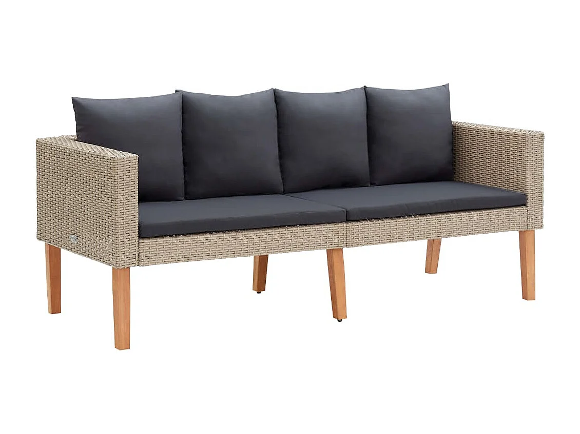 Salon de jardin 4 pcs avec coussins Résine tressée Beige