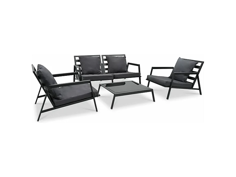 4-tlg. Outdoor-Lounge-Set mit Kissen Aluminium Dunkelgrau