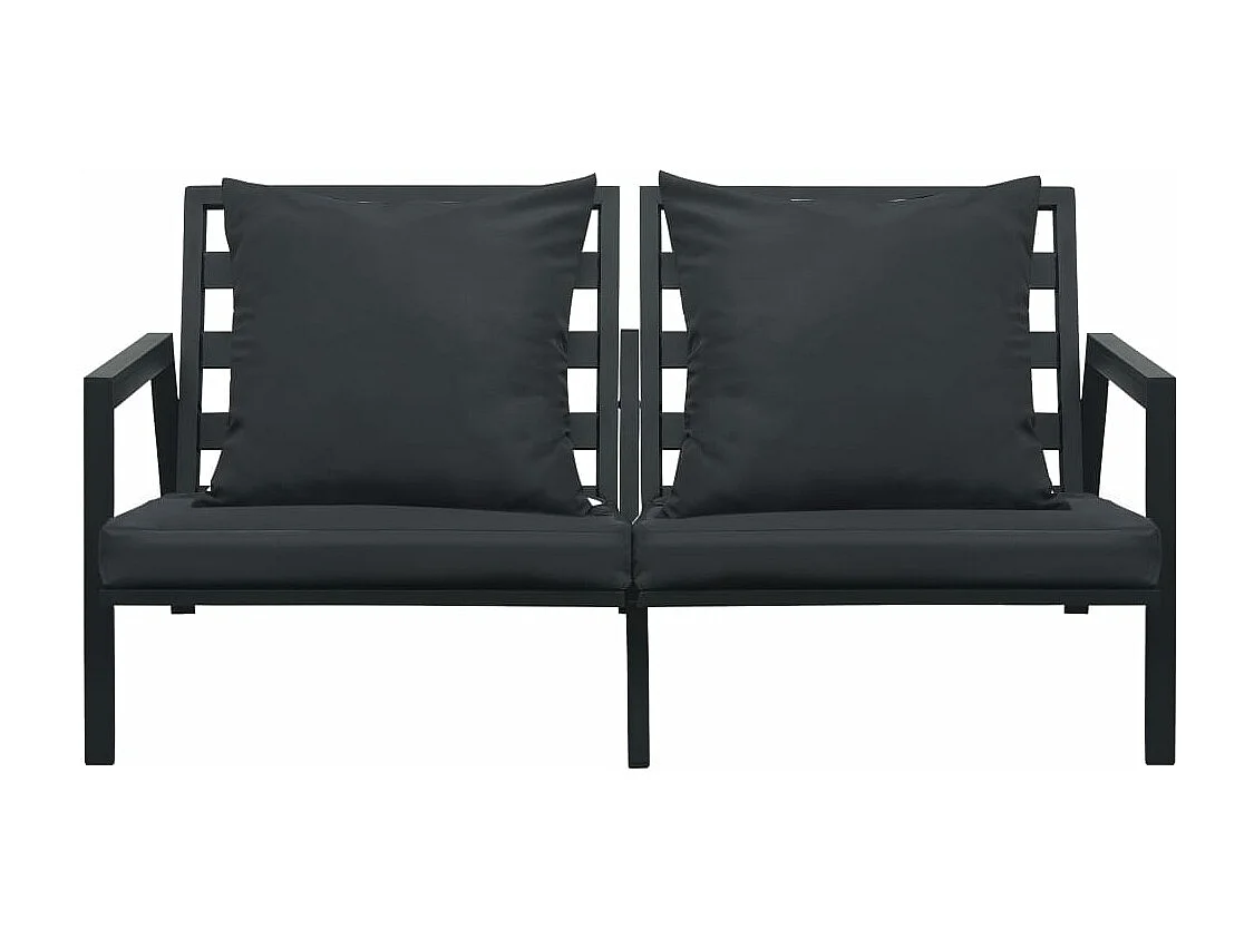 Salon de jardin 4 pcs avec coussins Aluminium Gris foncé