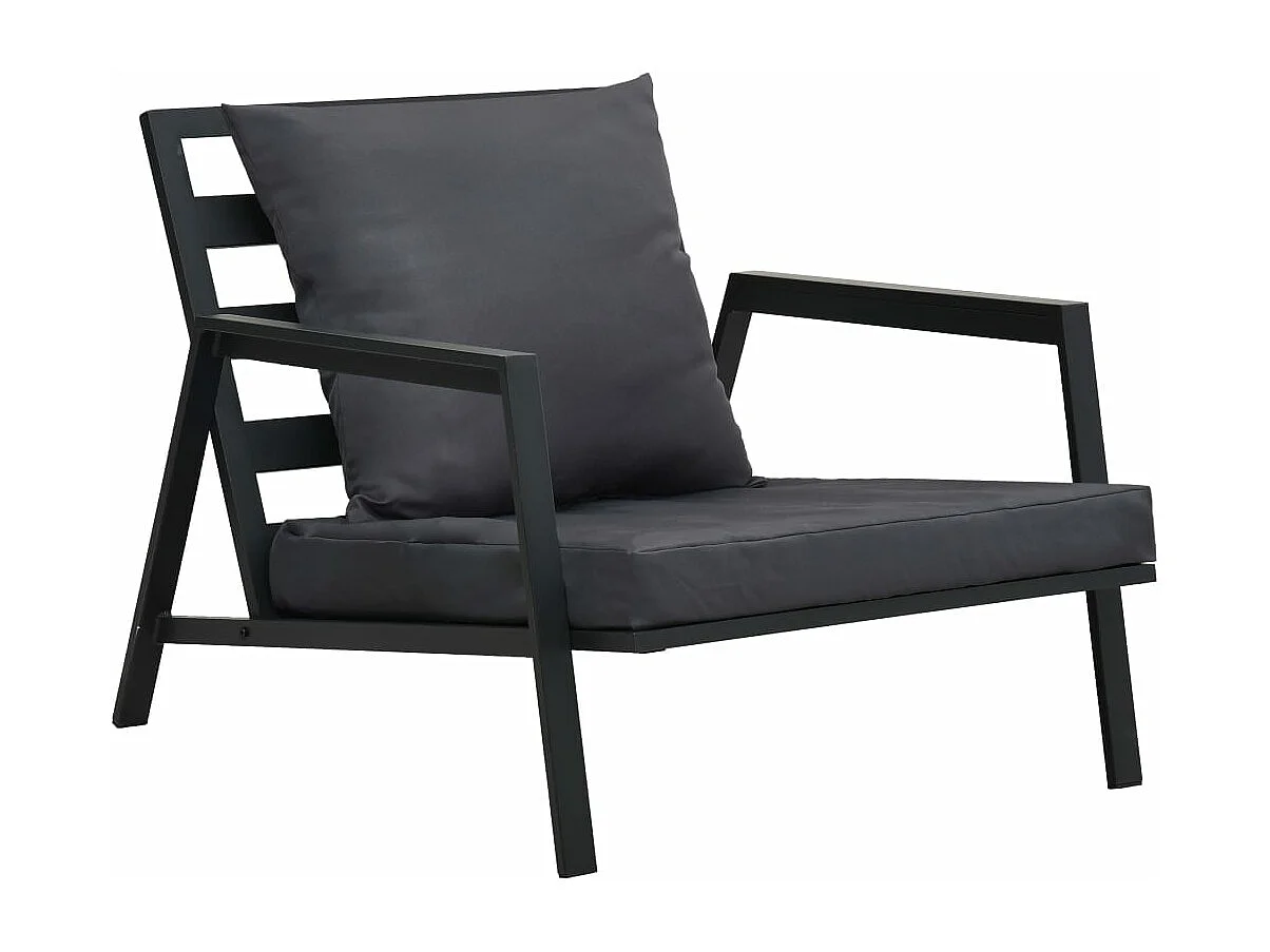 Salon de jardin 4 pcs avec coussins Aluminium Gris foncé