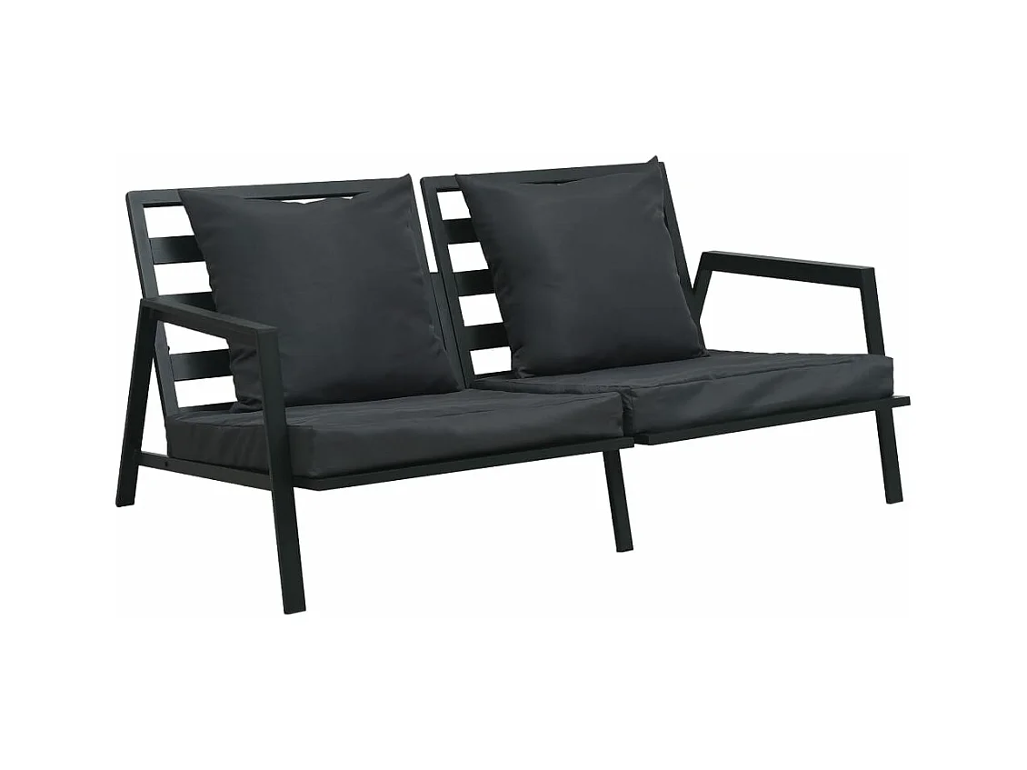 4-tlg. Outdoor-Lounge-Set mit Kissen Aluminium Dunkelgrau