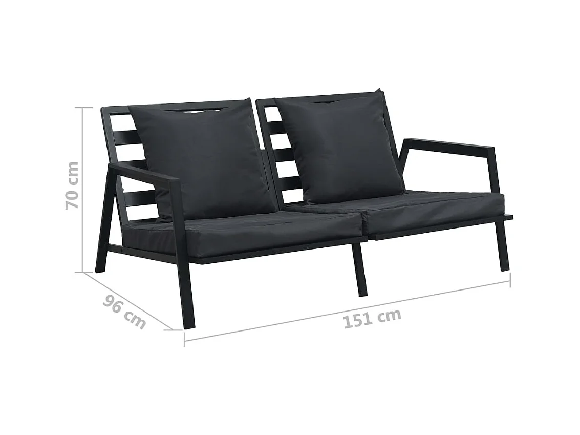4-tlg. Outdoor-Lounge-Set mit Kissen Aluminium Dunkelgrau