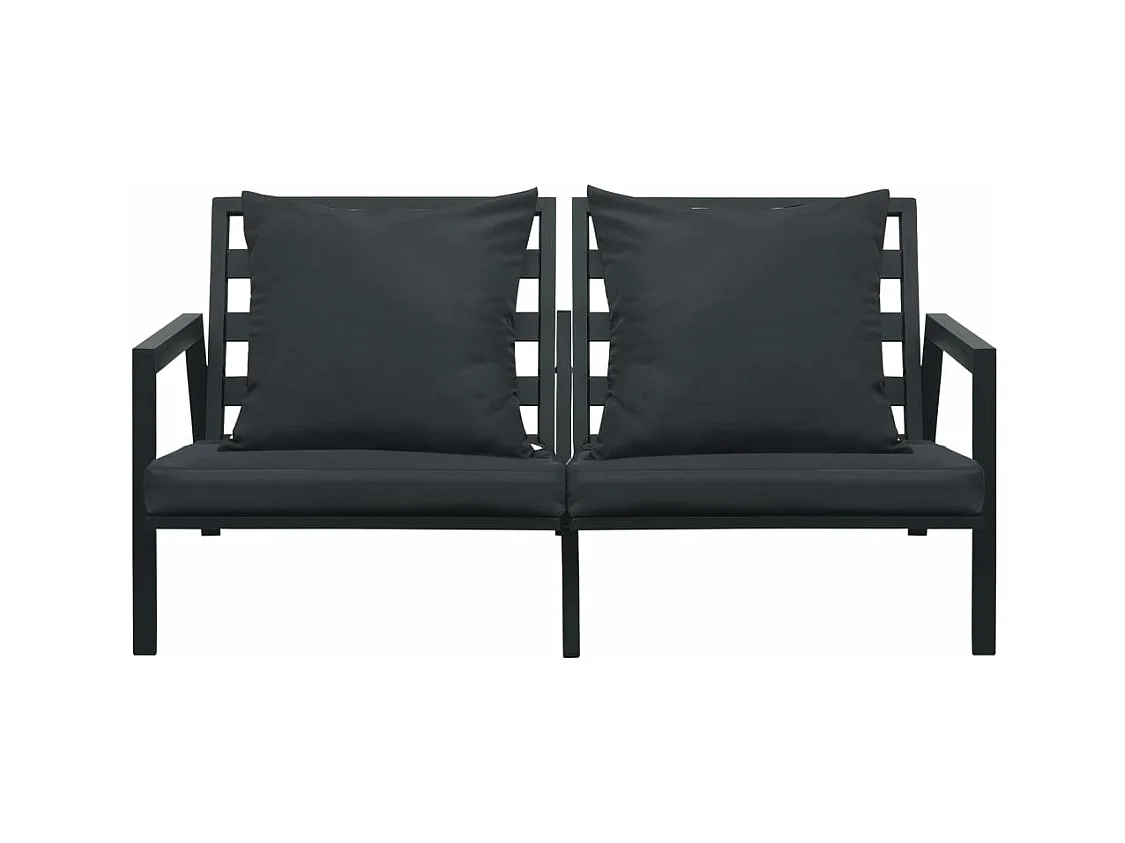 4-tlg. Outdoor-Lounge-Set mit Kissen Aluminium Dunkelgrau