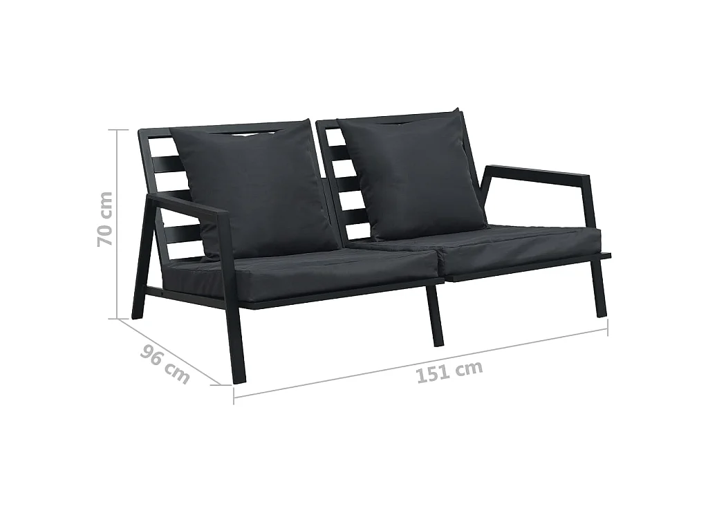4 pcs conj. lounge jardim + almofadões alumínio cinzento-escuro