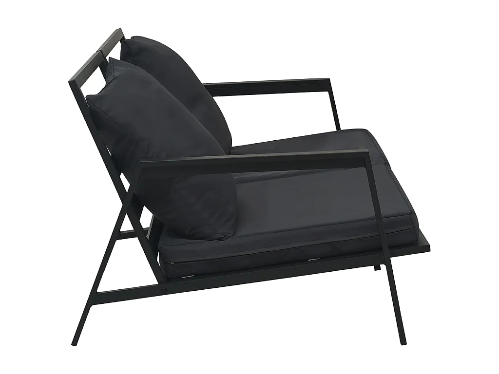 4 pcs conj. lounge jardim + almofadões alumínio cinzento-escuro