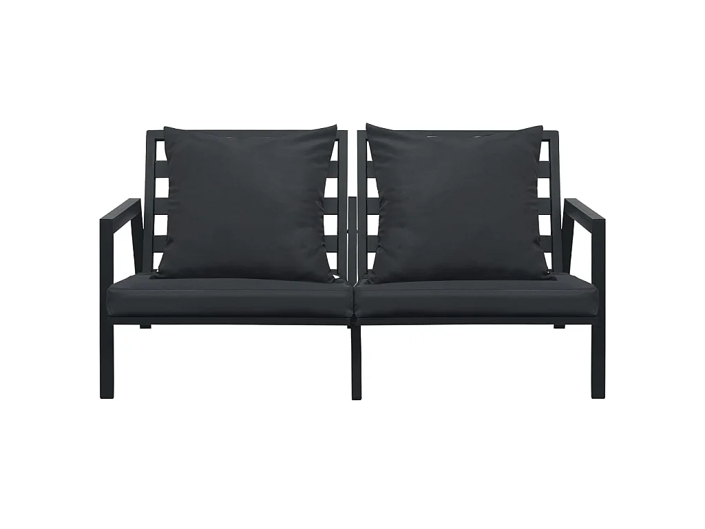 4 pcs conj. lounge jardim + almofadões alumínio cinzento-escuro