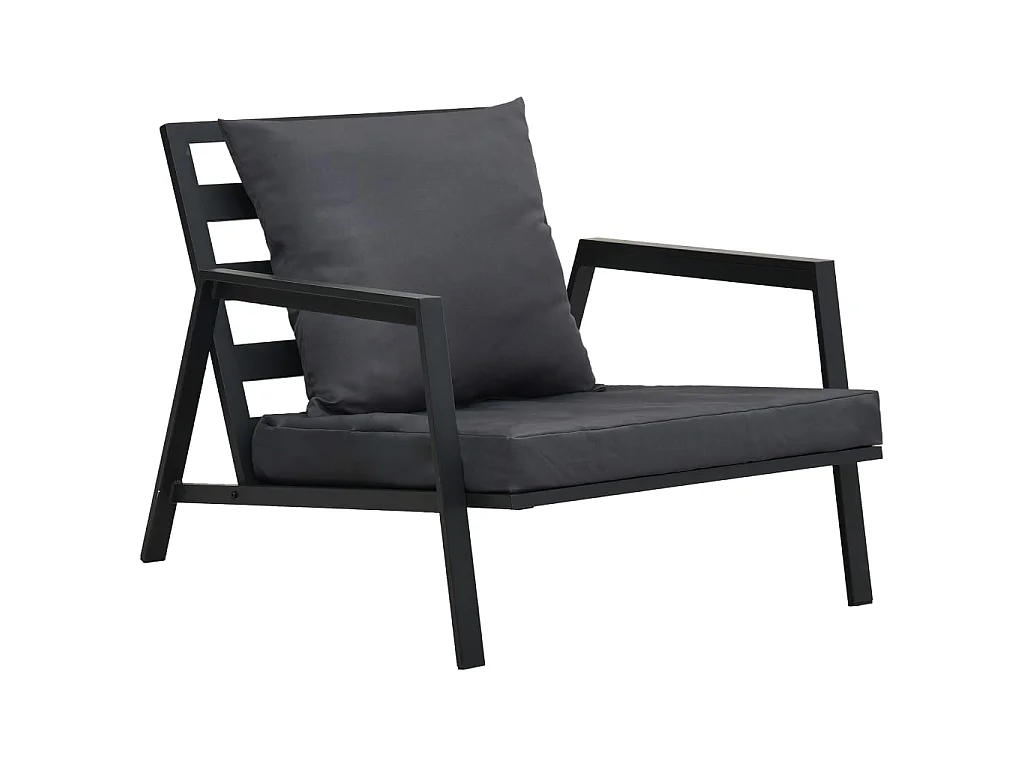 4 pcs conj. lounge jardim + almofadões alumínio cinzento-escuro