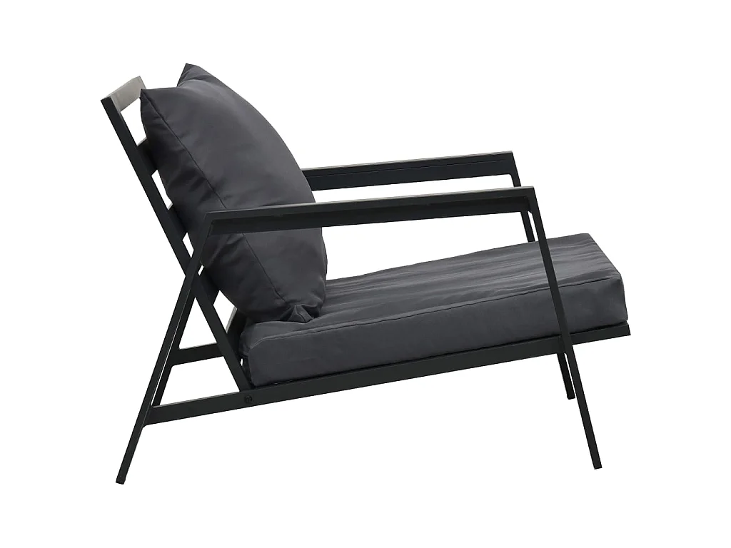 4 pcs conj. lounge jardim + almofadões alumínio cinzento-escuro