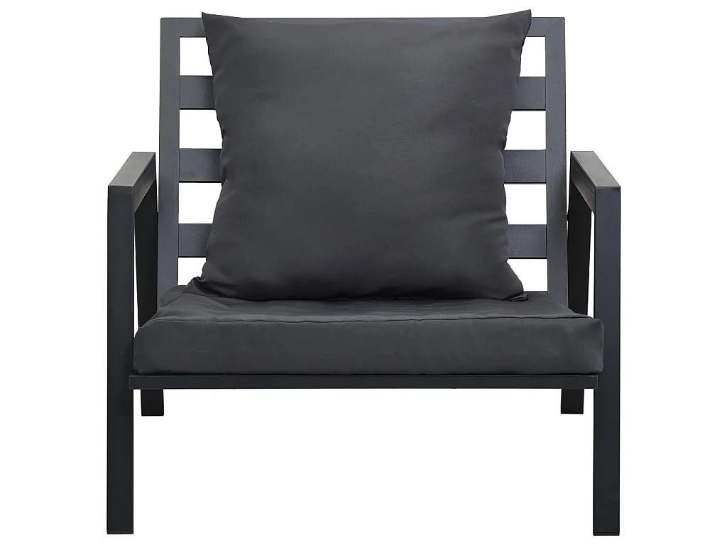 4 pcs conj. lounge jardim + almofadões alumínio cinzento-escuro