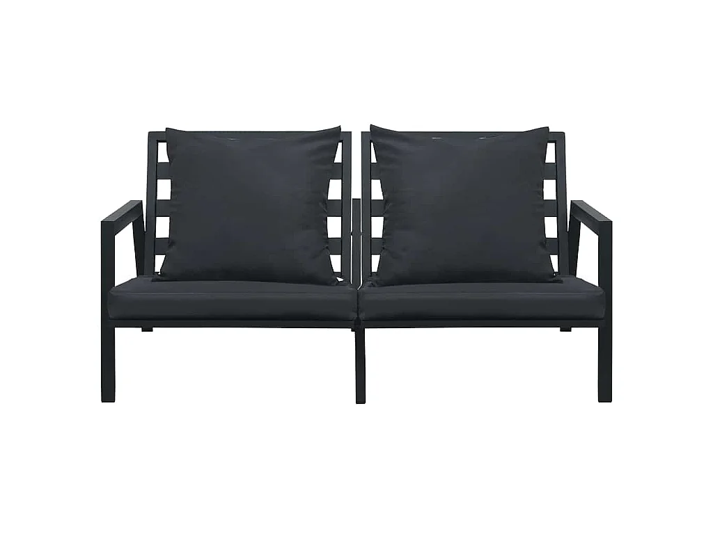 Set Divani da Giardino 4 pz con Cuscini Alluminio Grigio Scuro
