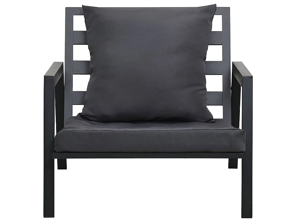 Set Divani da Giardino 4 pz con Cuscini Alluminio Grigio Scuro