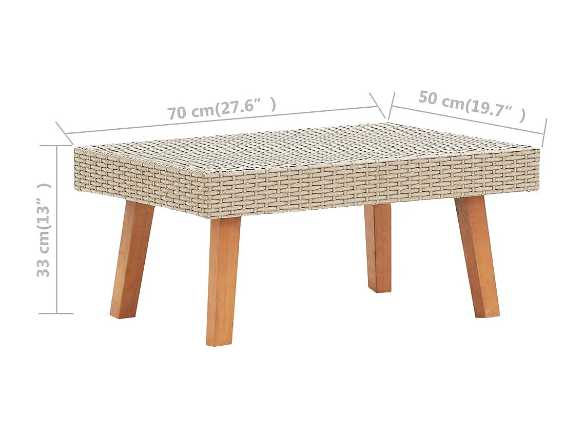 3-delige Loungeset met kussens poly rattan beige