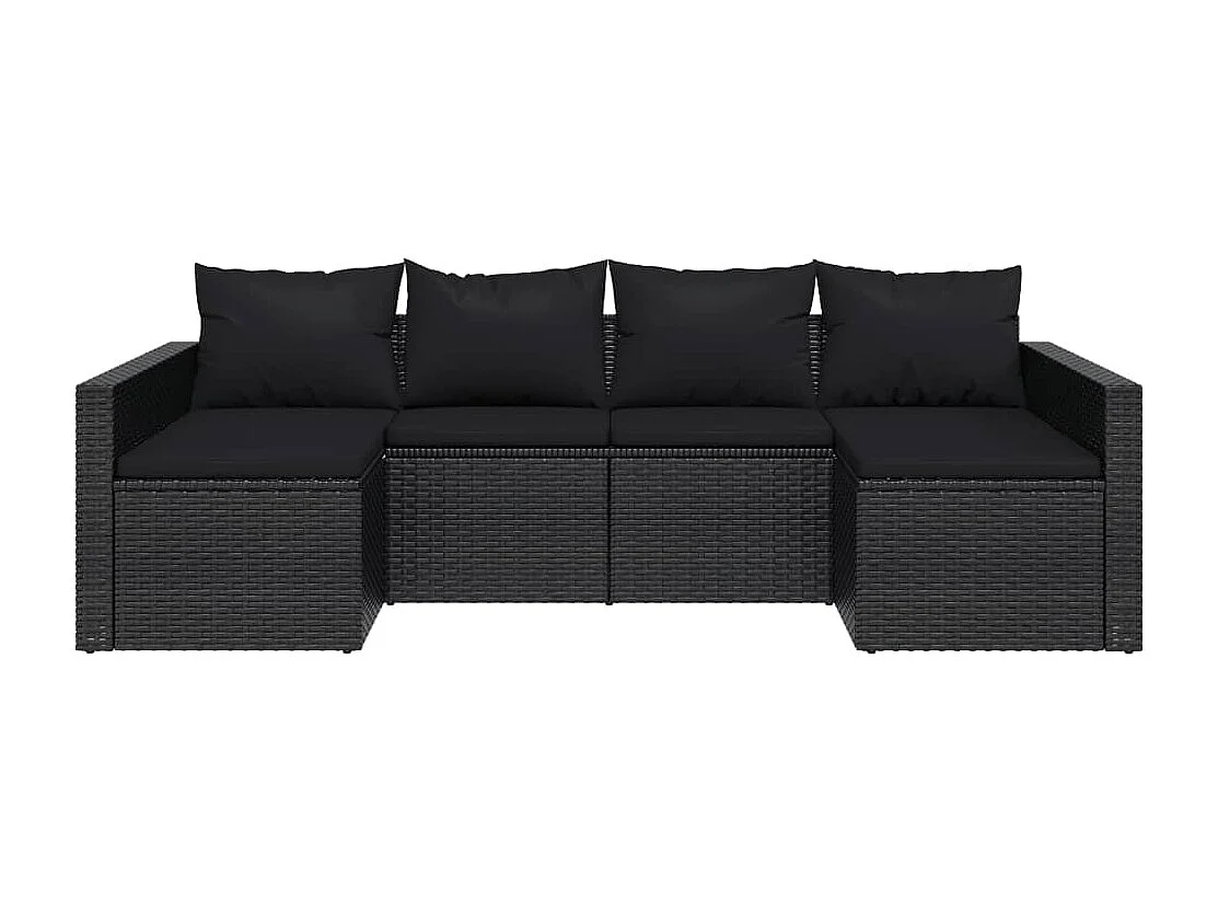 Salon de jardin 2 pcs avec coussins Noir Résine tressée