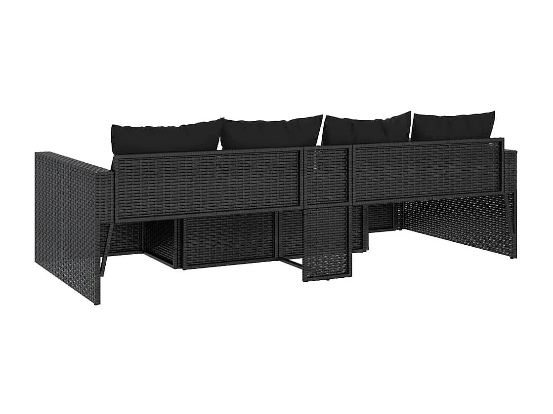 Salon de jardin 2 pcs avec coussins Noir Résine tressée