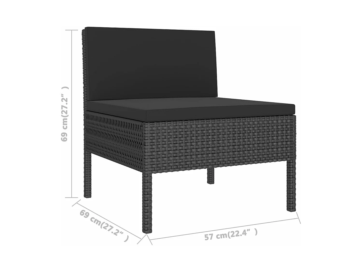 Salon de jardin 9 pcs avec coussins Résine tressée Noir