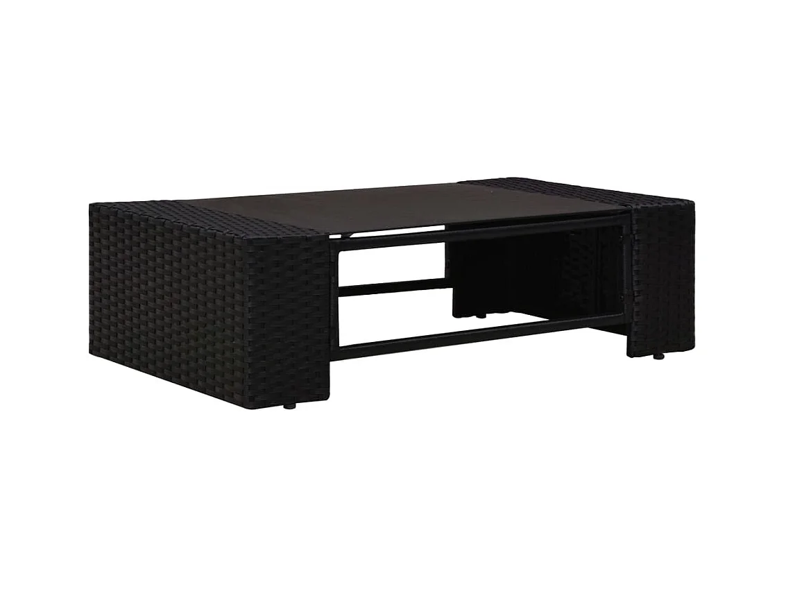 6-tlg. Garten-Lounge-Set mit Kissen Schwarz Poly Rattan