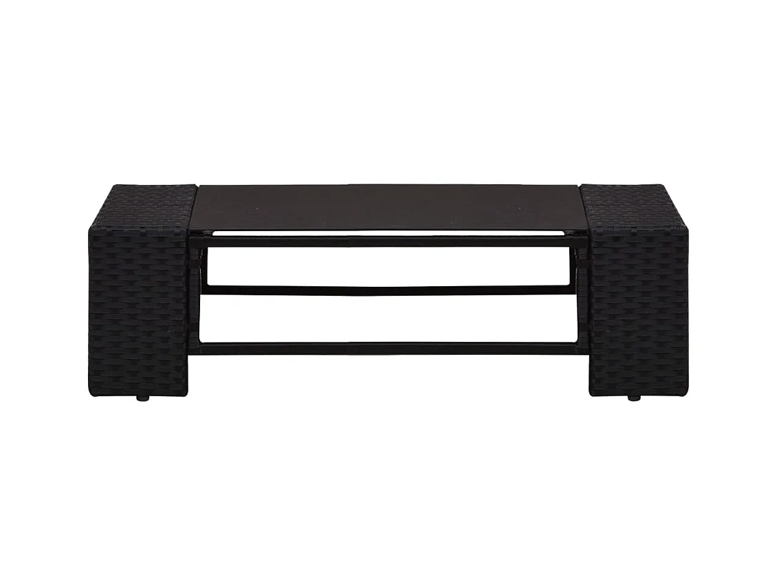 6-tlg. Garten-Lounge-Set mit Kissen Schwarz Poly Rattan