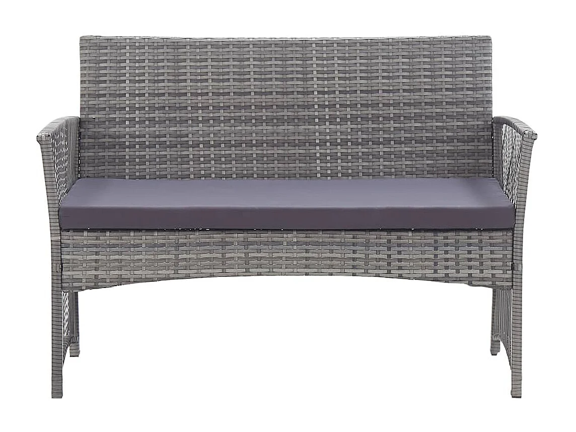4-tlg. Garten-Lounge-Set mit Auflage Poly Rattan Anthrazit