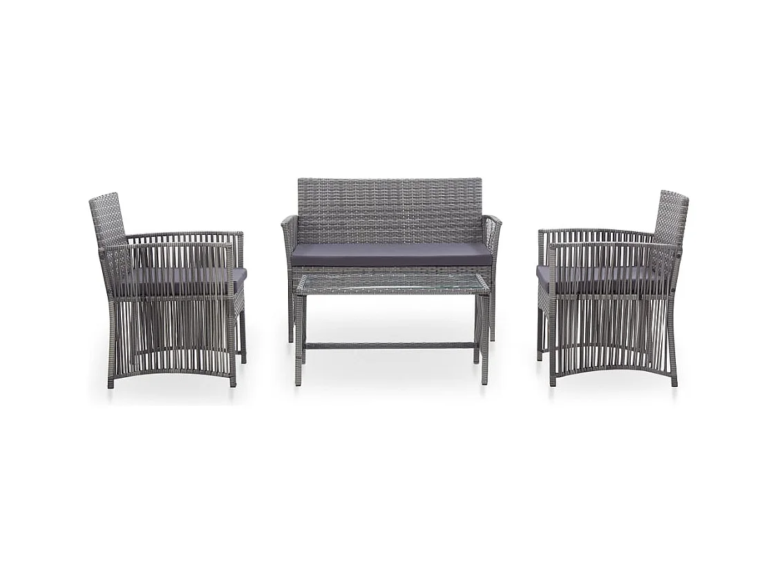 Salon de jardin 4 pcs avec coussin Résine tressée Anthracite