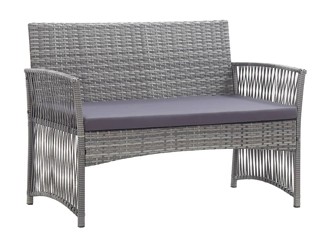 4-tlg. Garten-Lounge-Set mit Auflage Poly Rattan Anthrazit