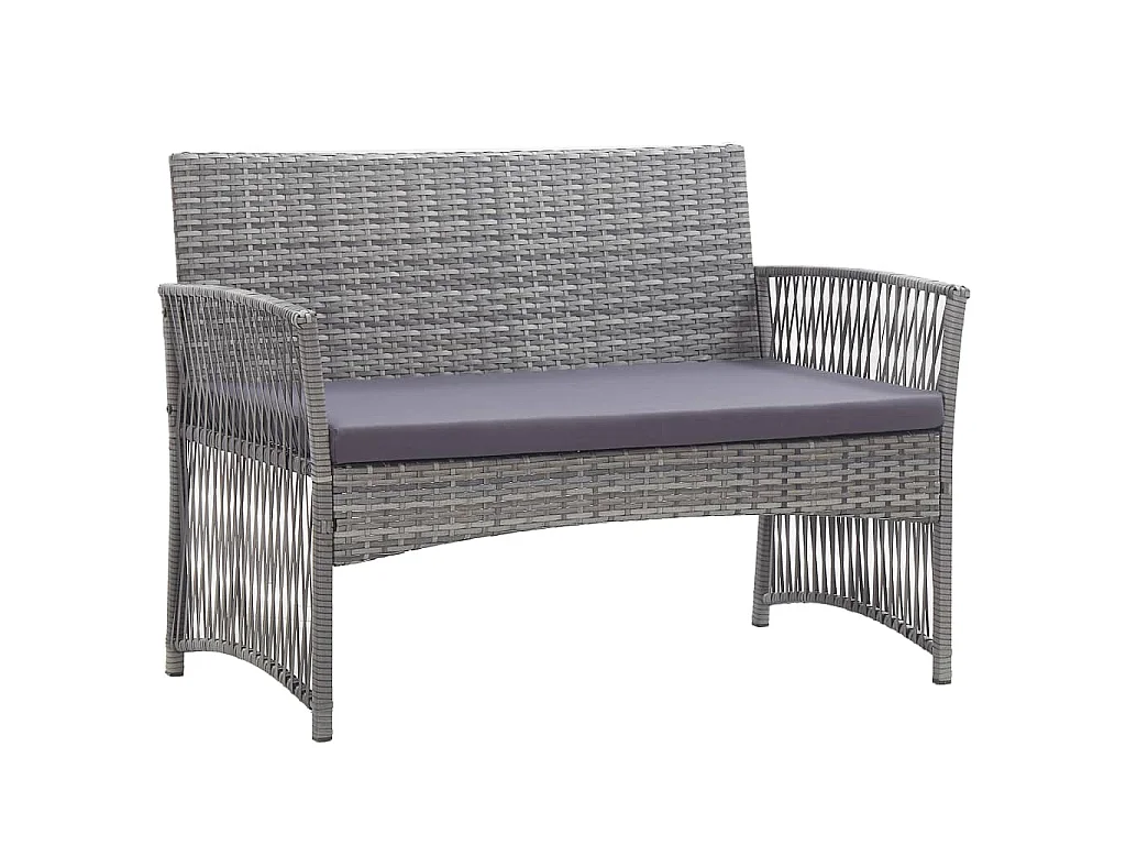 Set Divani da Giardino 4 pz con Cuscini in Polyrattan Antracite