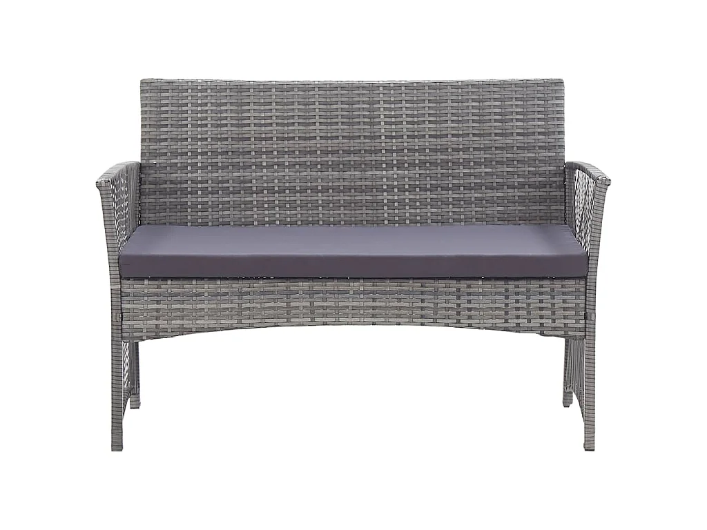 Set Divani da Giardino 4 pz con Cuscini in Polyrattan Antracite
