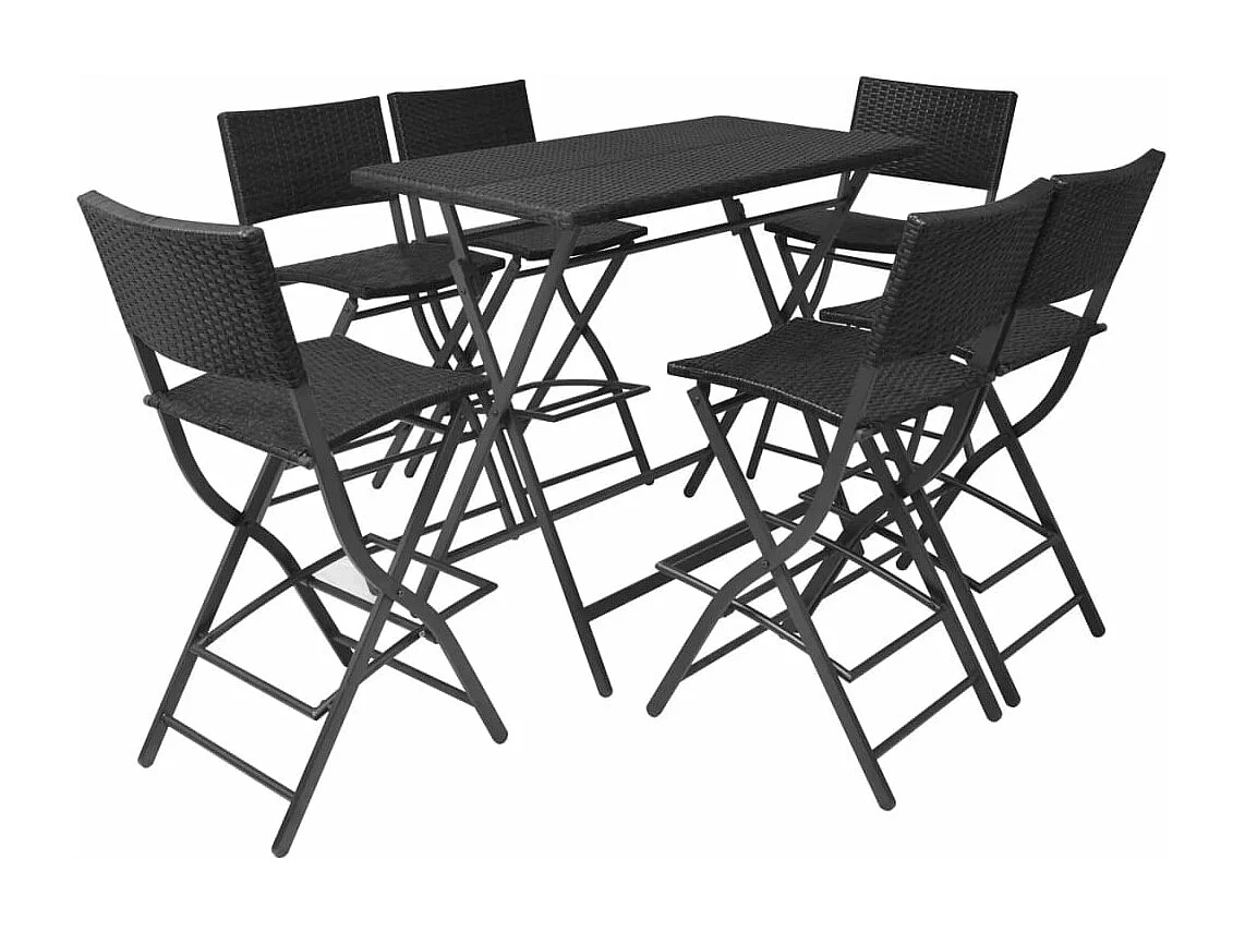 Ensemble à manger d'extérieur pliable 7pcs Acier Résine tressée