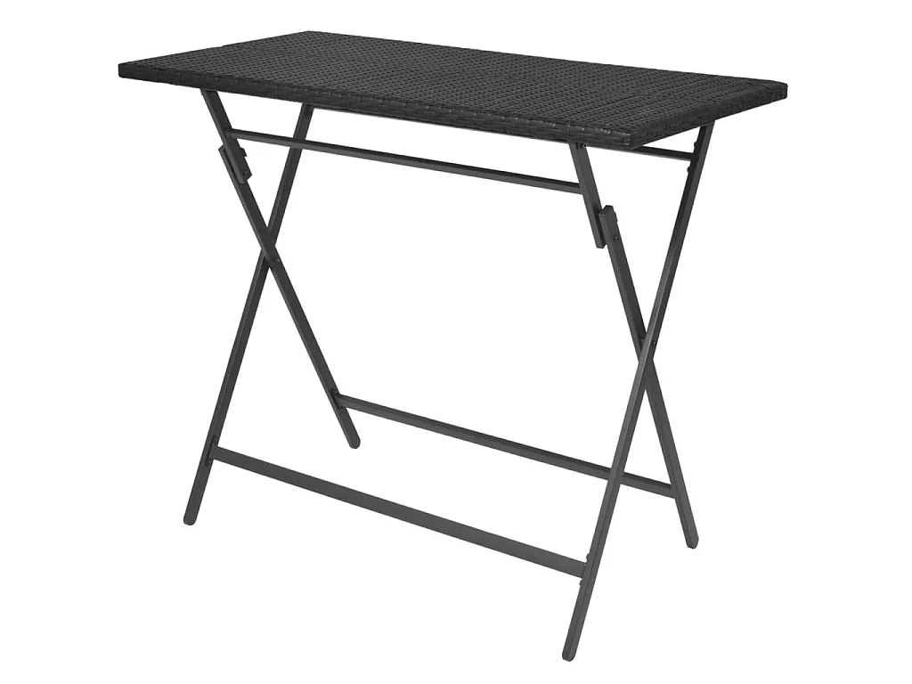 Set comedor de jardín plegable 7 pzas poli ratán y acero negro