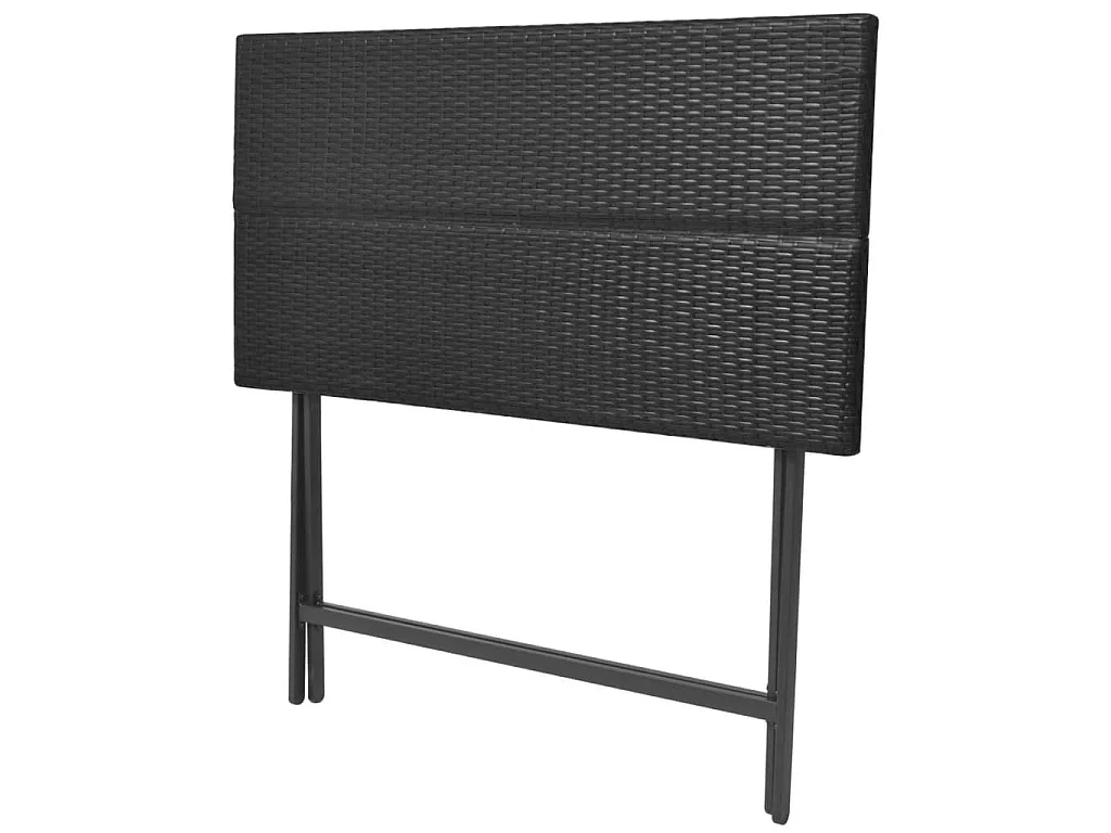 Set comedor de jardín plegable 7 pzas poli ratán y acero negro