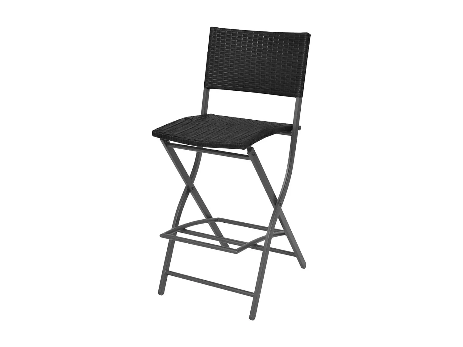Set comedor de jardín plegable 7 pzas poli ratán y acero negro