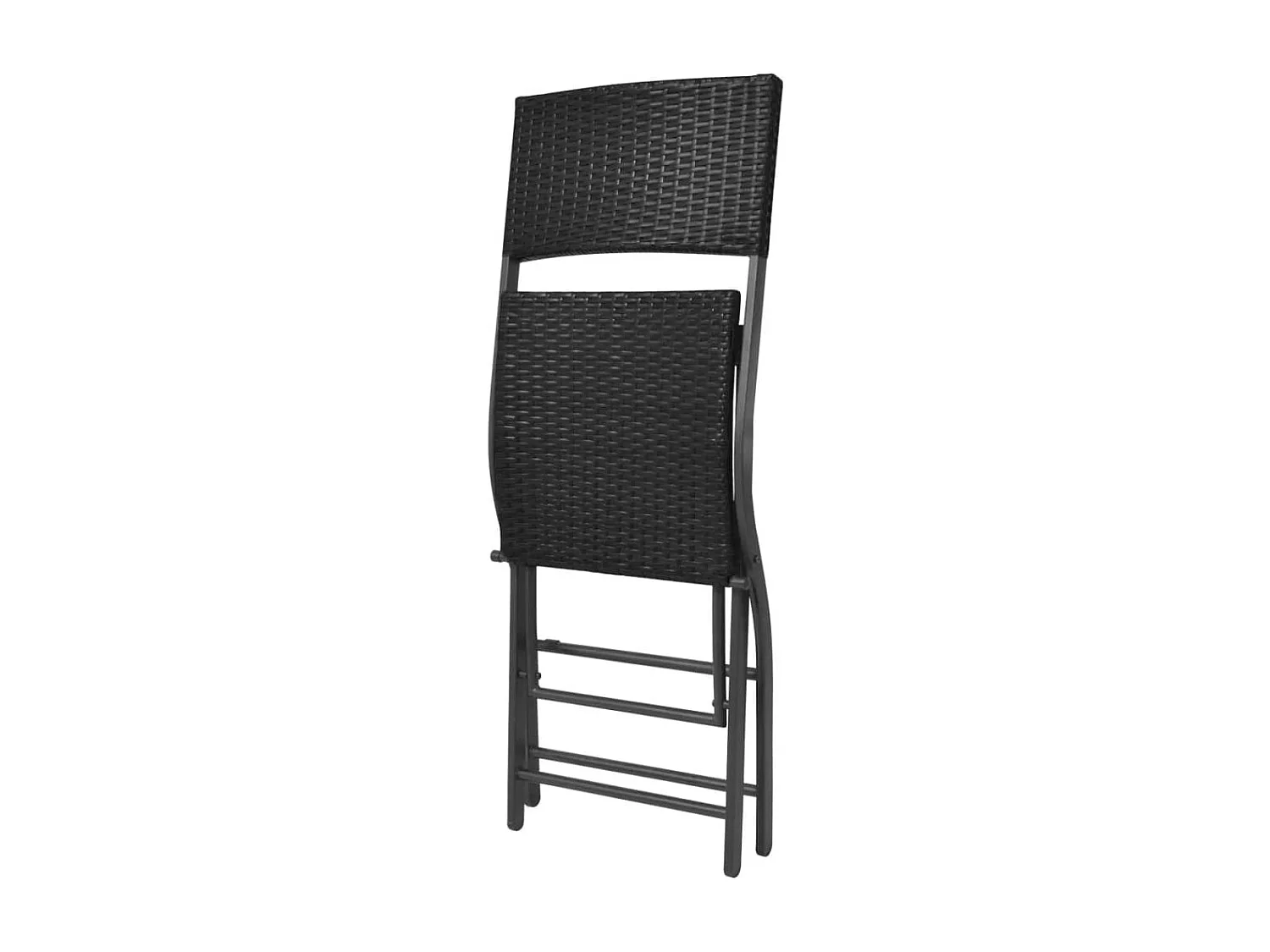 Set comedor de jardín plegable 7 pzas poli ratán y acero negro
