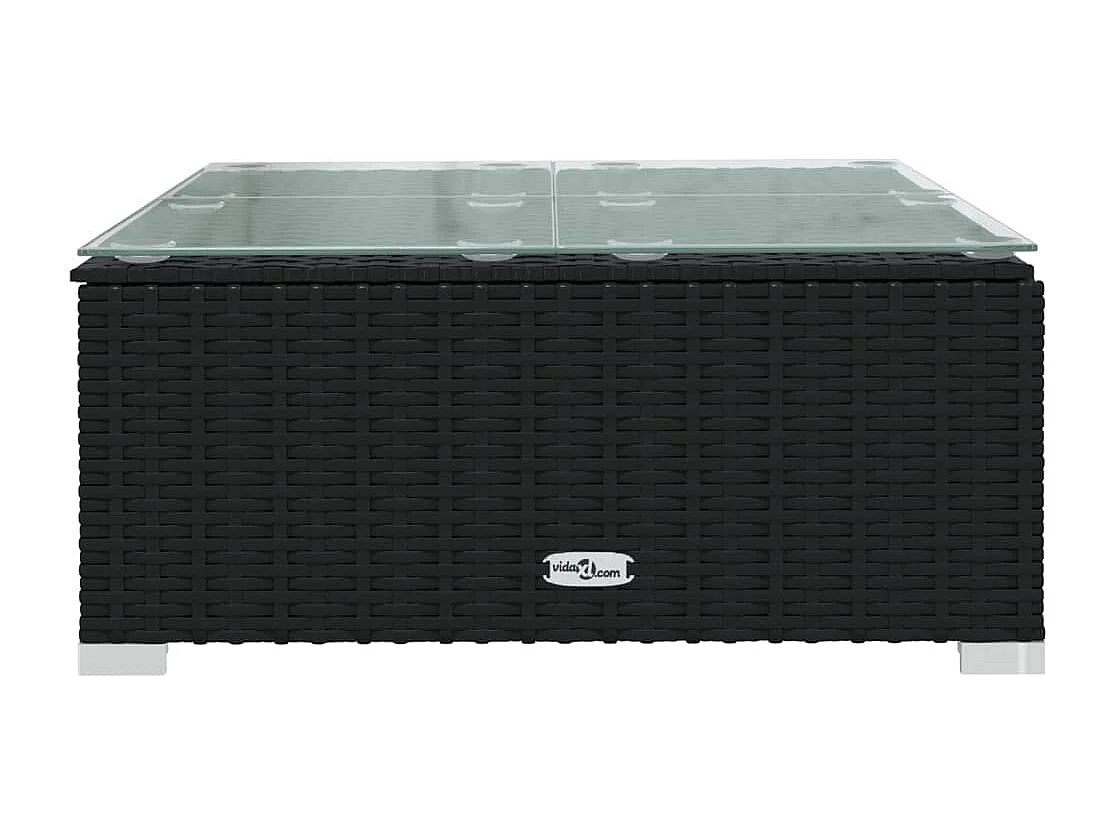 4-delige Loungeset met kussens poly rattan zwart