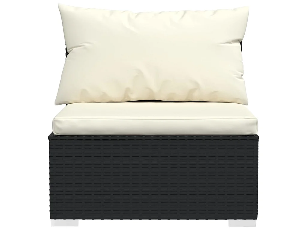 4-tlg. Garten-Lounge-Set mit Kissen Schwarz Poly Rattan