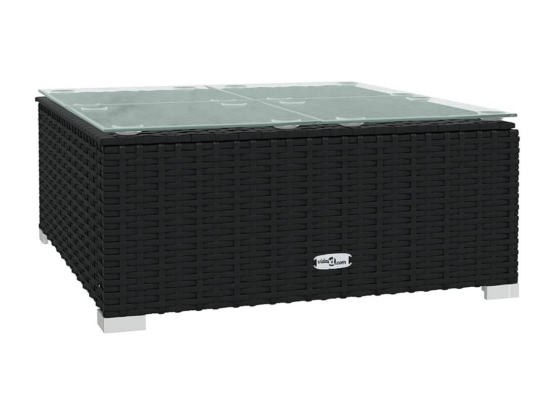 4-tlg. Garten-Lounge-Set mit Kissen Schwarz Poly Rattan