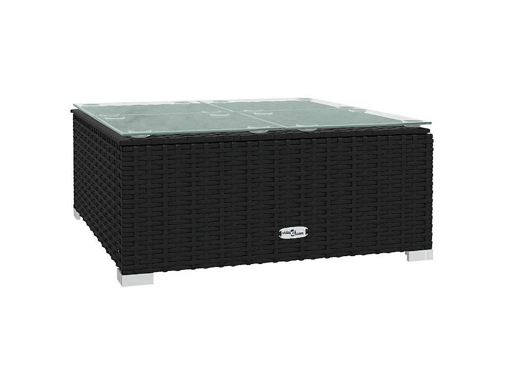 Salon de jardin 4 pcs avec coussins Noir Résine tressée
