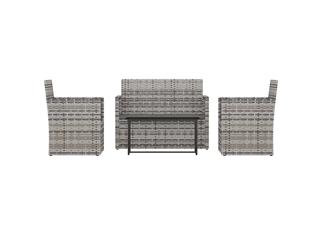 4-delige Loungeset met kussens poly rattan grijs