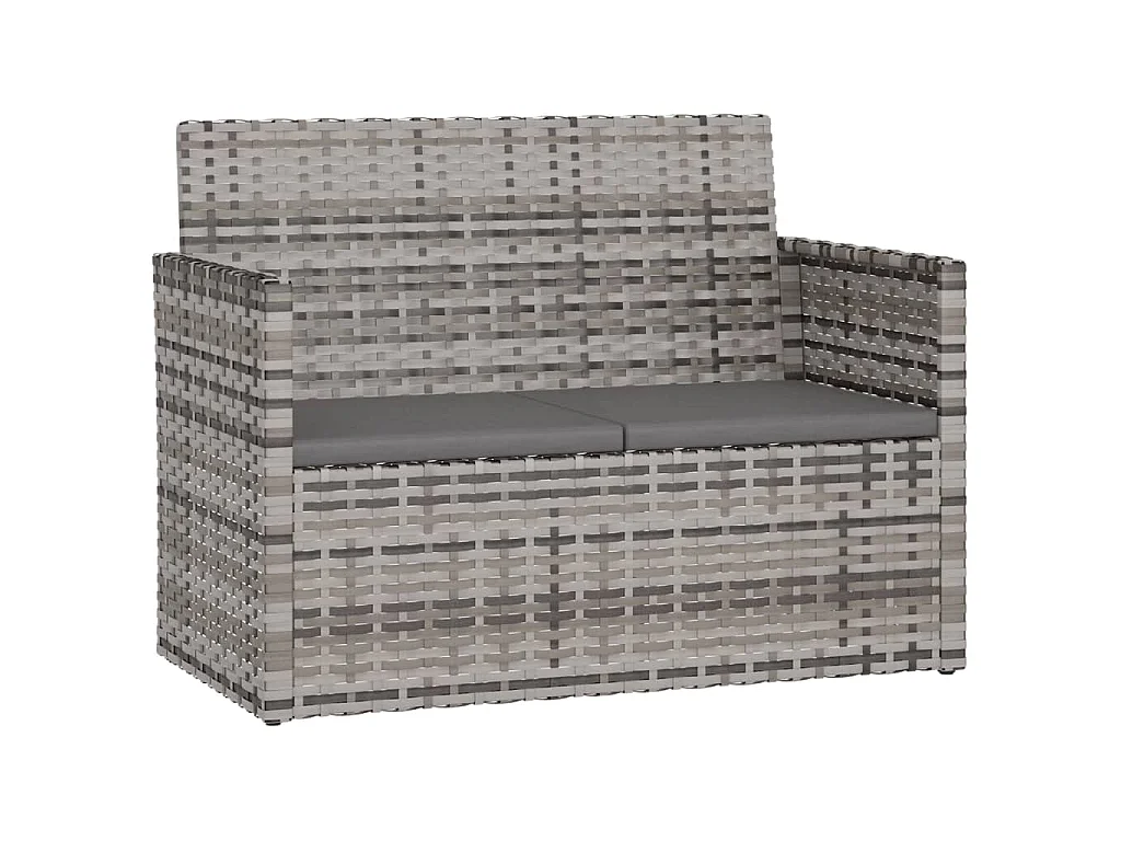 4-delige Loungeset met kussens poly rattan grijs