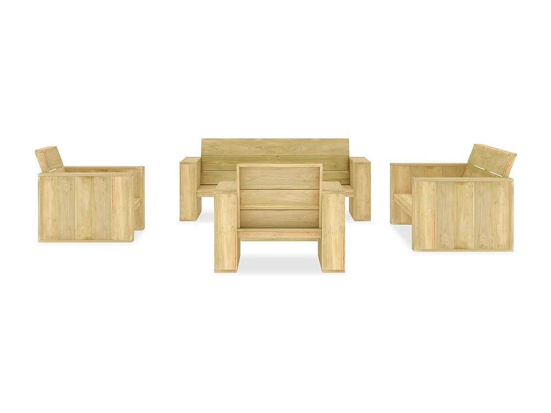 5 pcs conjunto móveis jardim madeira de pinho impregnada